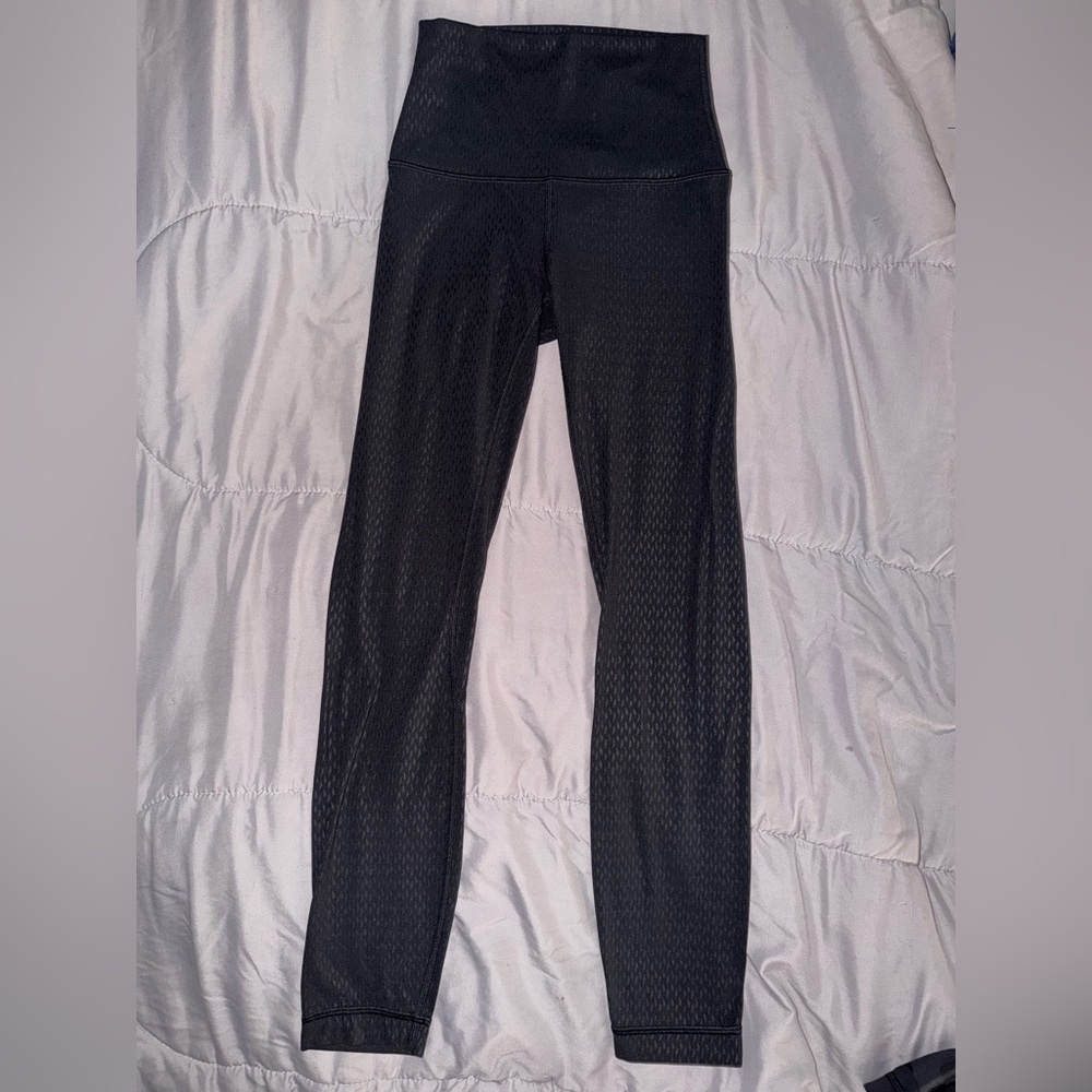 Lululemon Align II NULU Black High Rise size 2 Diverge Emboss 25" Leggings - Picture 2 of 8